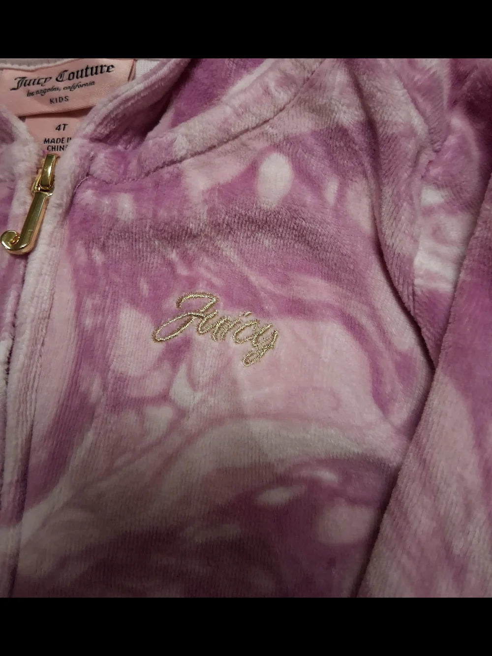 Juicy Couture Girls' Purple White Tie-Dye Hoodie